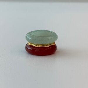 Stone Trilogy Stack Aventurine Red Agate Ring Set Of 3 Bands, Size 7